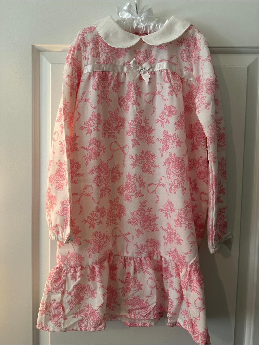 Gymboree Pink and White Floral Peter Pan Collar Nightgown
